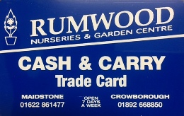 Rumwood Nurseries Cash and Carry Trade Card